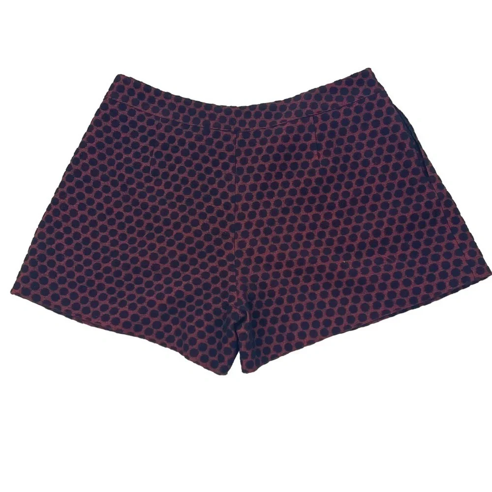 Eve by Eve's Red Black Silk Wool Pleated Shorts Size 8
